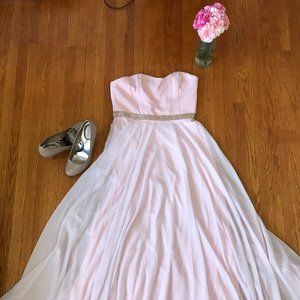Pink Sweetheart Gown with Rose Gold Beading, Flowy